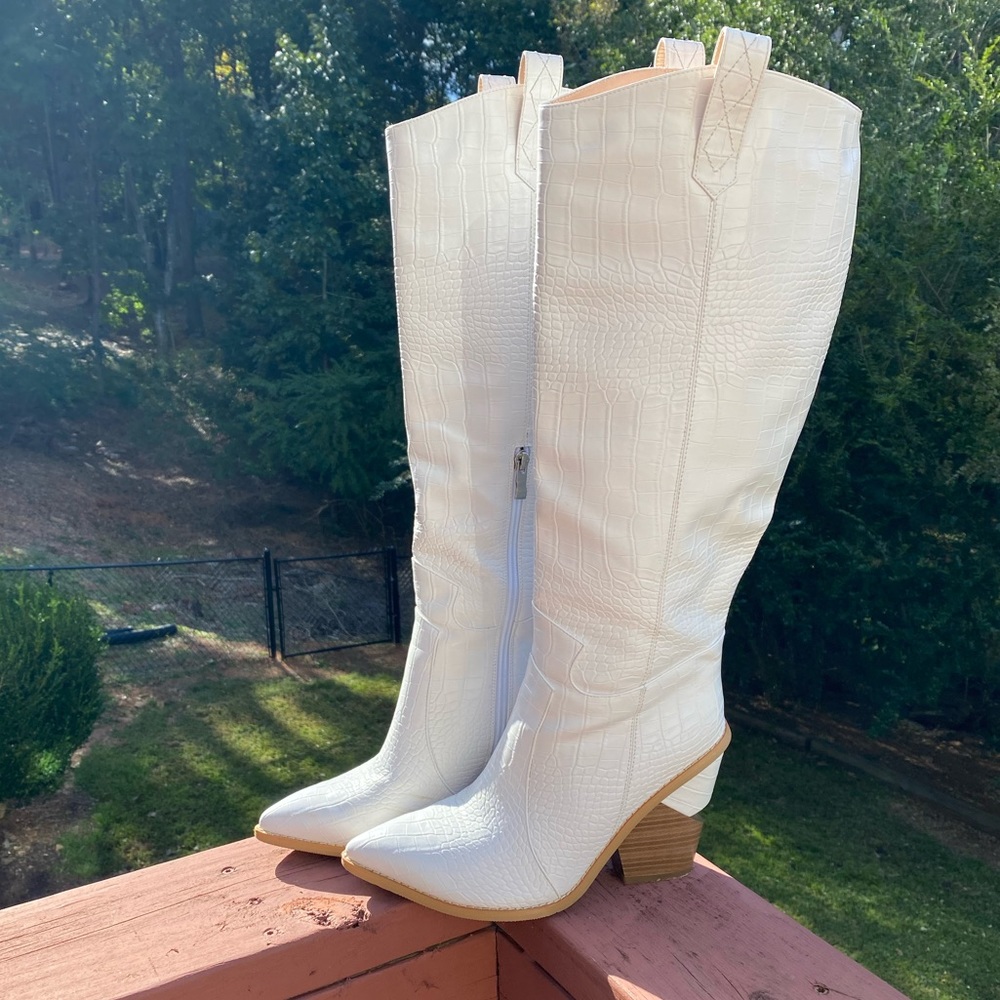 White Western boots